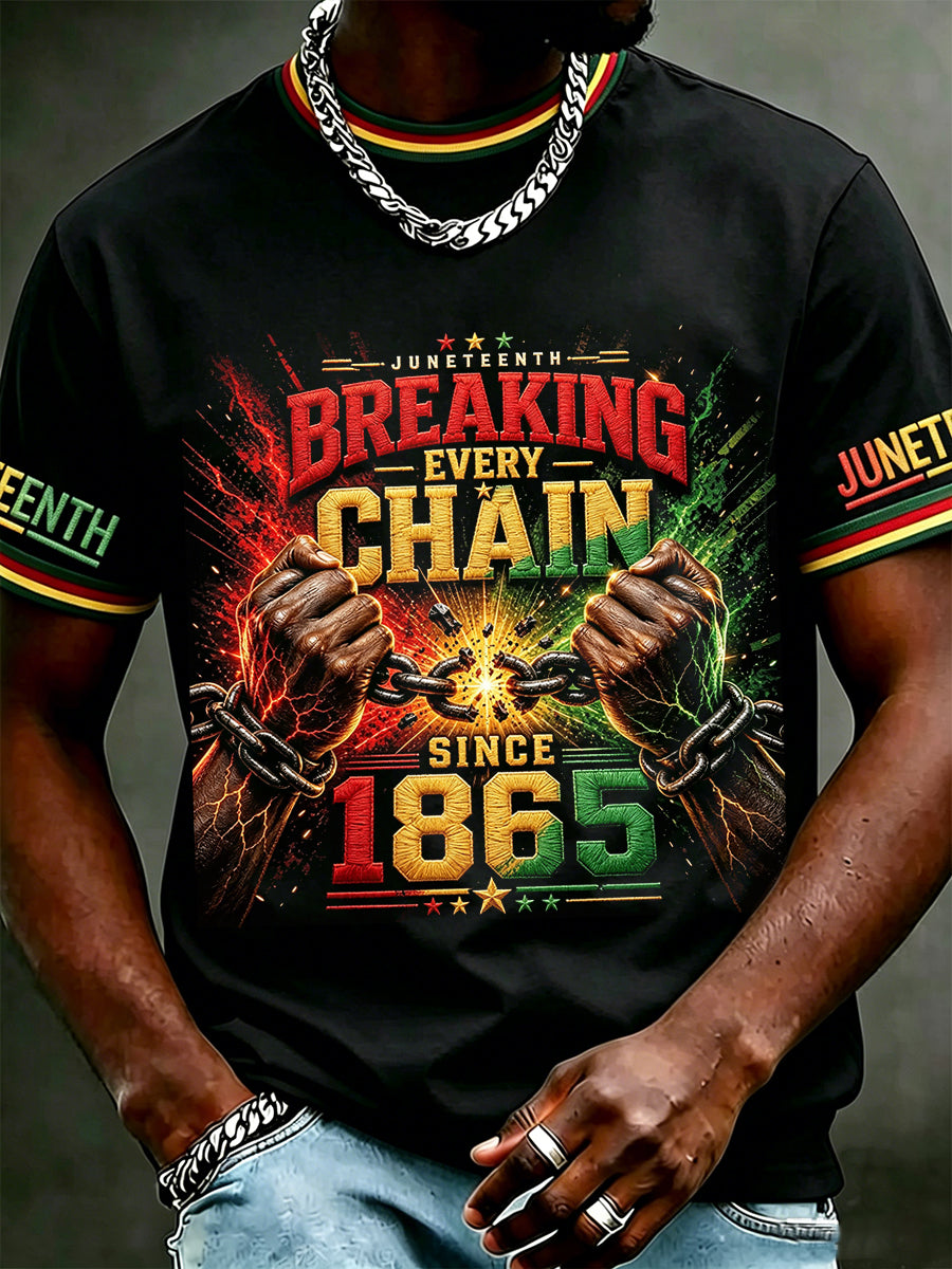 Men's Juneteenth 1865 Print Casual Short Sleeve T-shirt