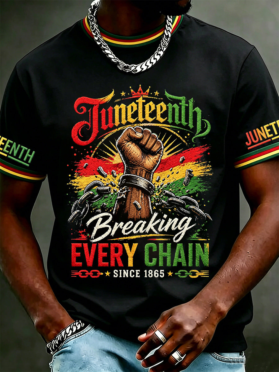 Men's Juneteenth Breaking Every Chain Since 1865 Print Casual Tee