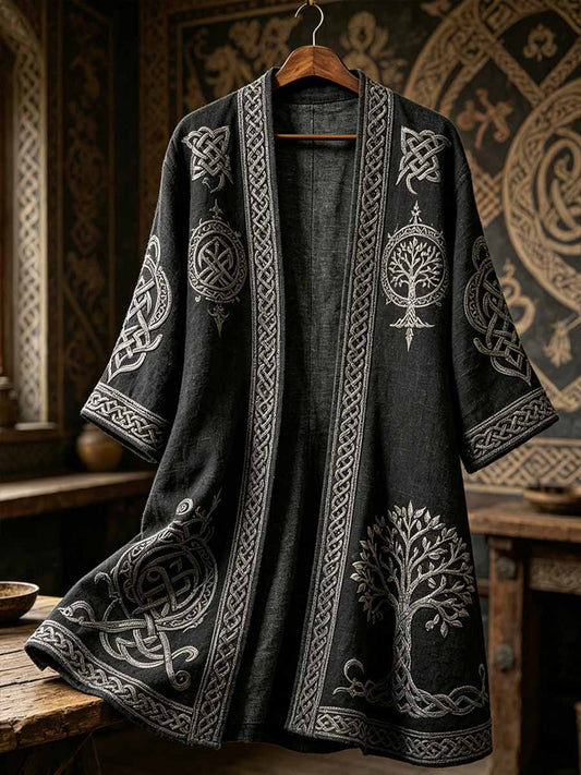 Men's Viking-style Printed Long Cardigan Jacket