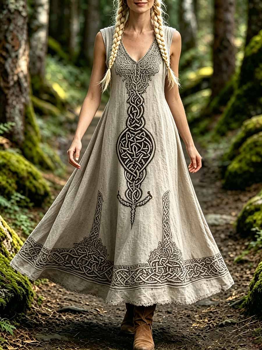 Women's Fashion Tree of Life Viking Print Dress