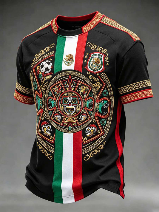 Men's Mexican Totem Soccer Print Casual T-Shirt