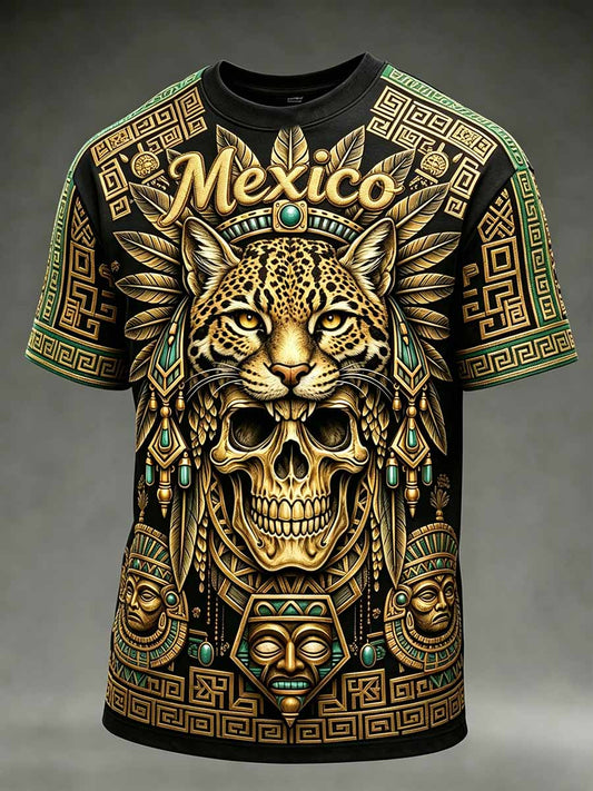 Men's Mexican Totem Print Casual T-Shirt