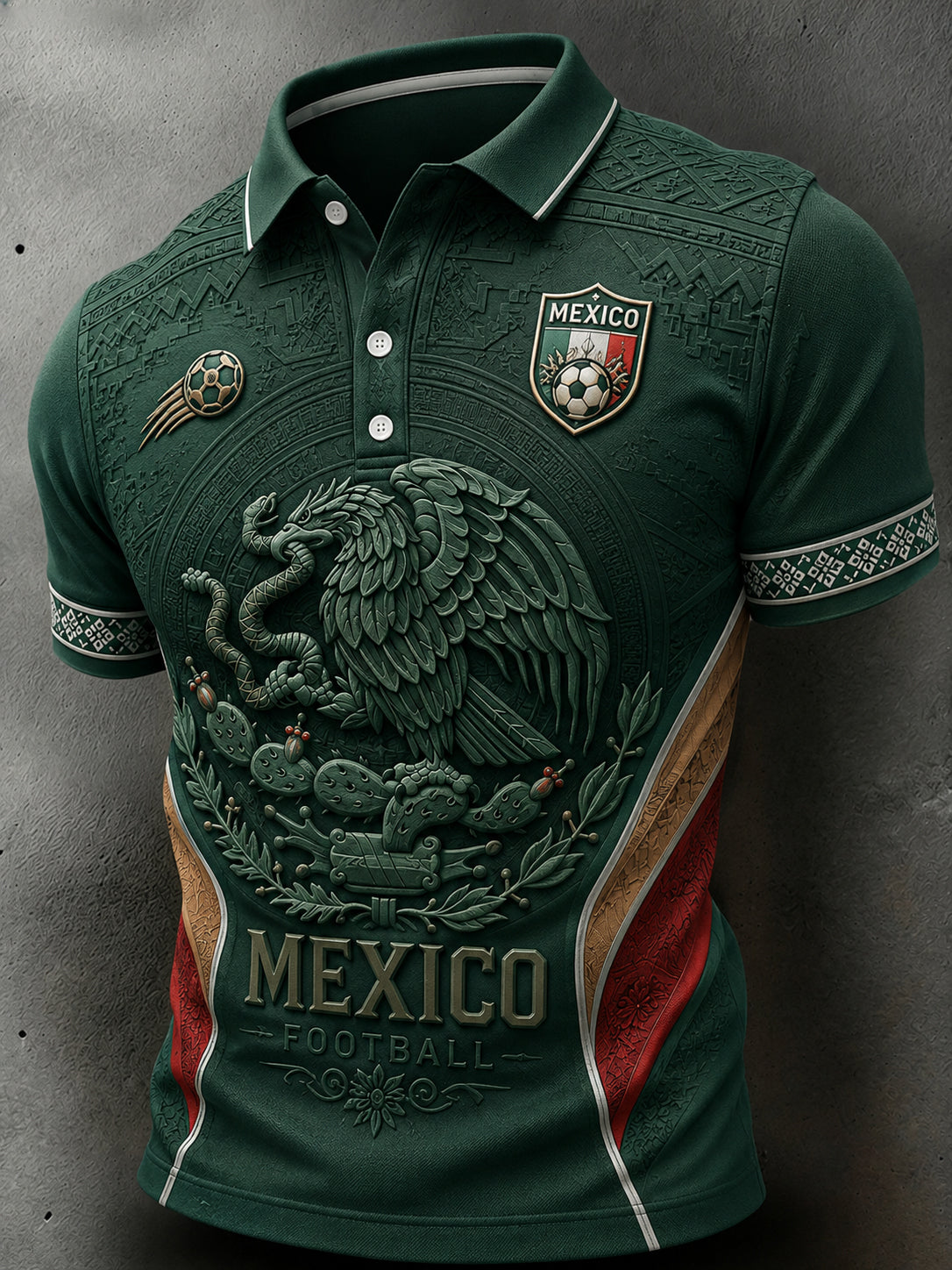 Men's Football-Themed Printed Casual Short-Sleeve Polo Shirt