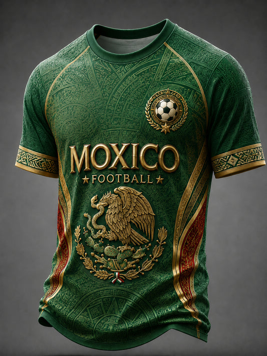 Men's Football-Themed Printed Casual Short-Sleeve T-Shirt