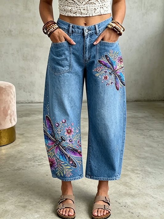 Women's Animal Butterfly Art Print Trousers
