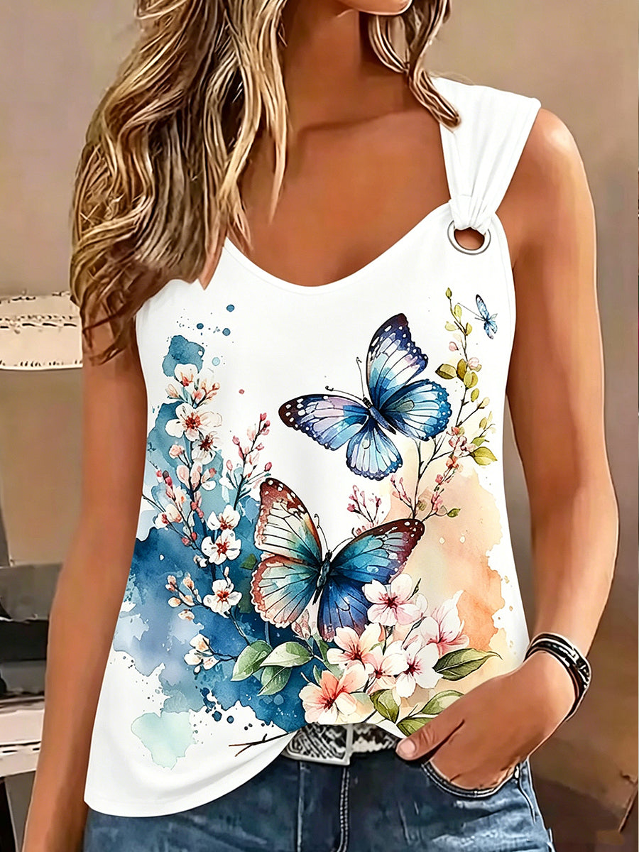 Women's Retro Animal Butterfly Print Sleeveless Tank Top