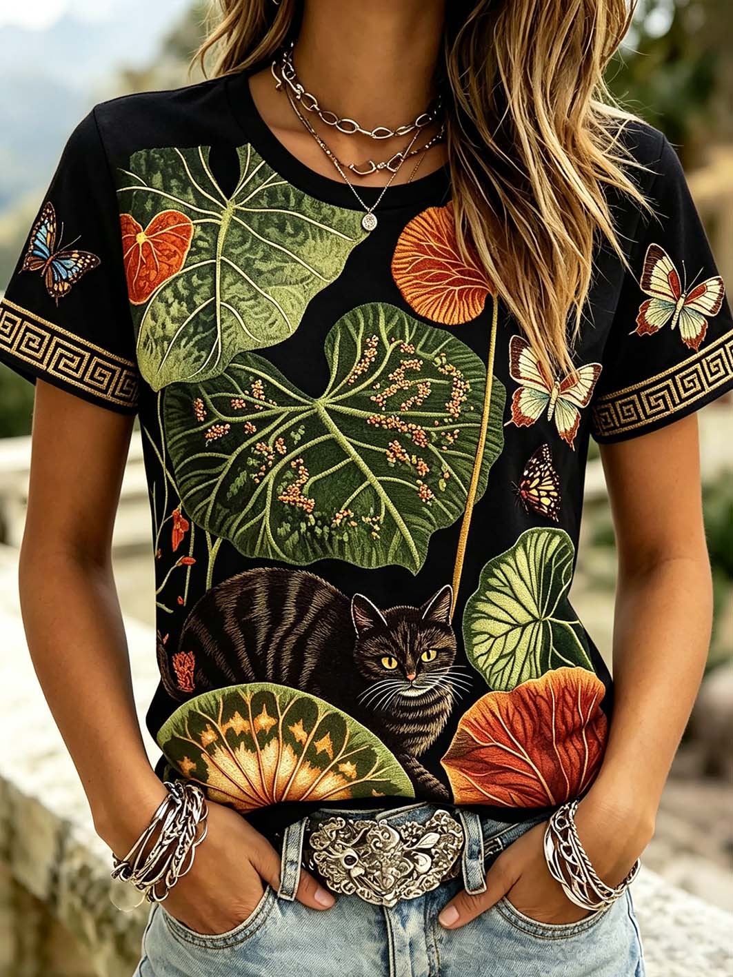 Women's Japanese Art Retro Style Casual Short Sleeve T-shirt