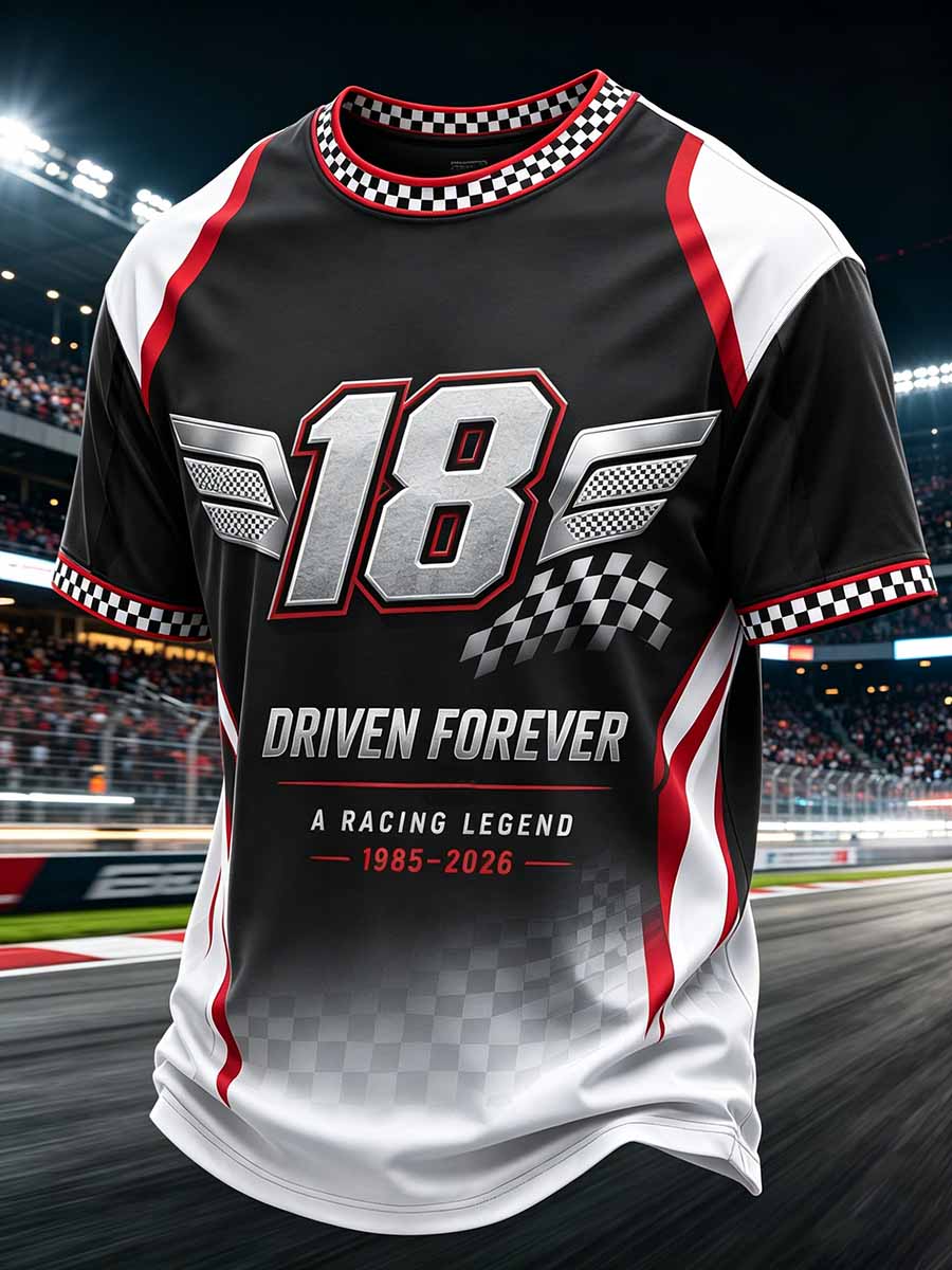 Men's Commemorative Racing Driver Pattern Printed T-Shirt