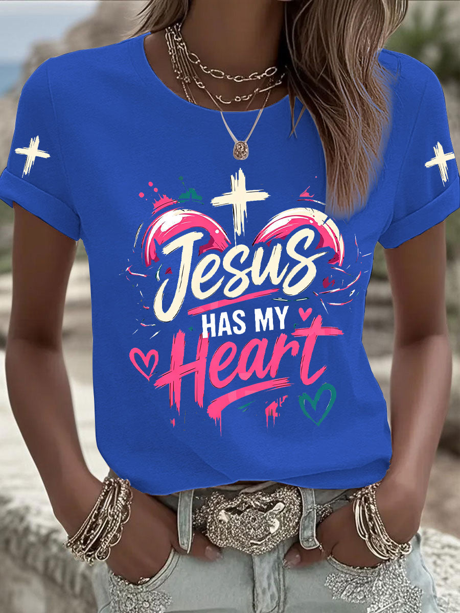 Women's Christian Cross Print Casual Tee