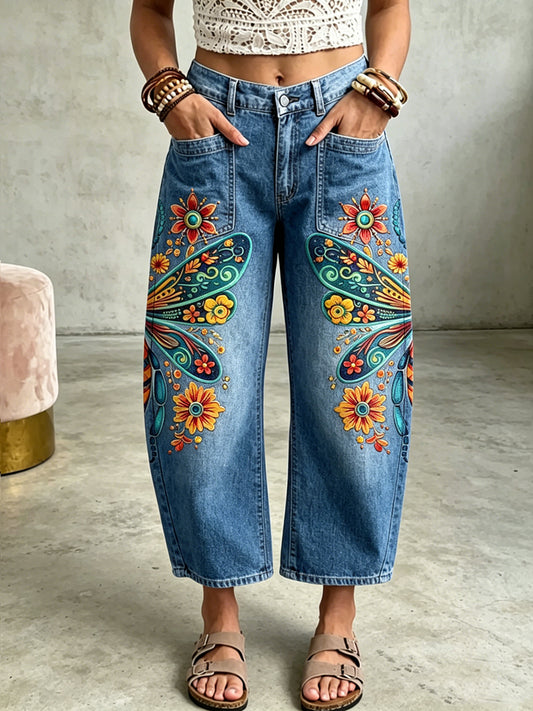 Women's Animal Bees Art Print Pocketing Trousers