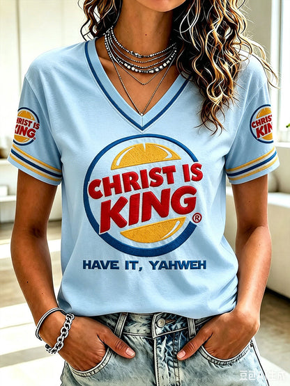 Women's 'Christ is King' V-neck T-shirts