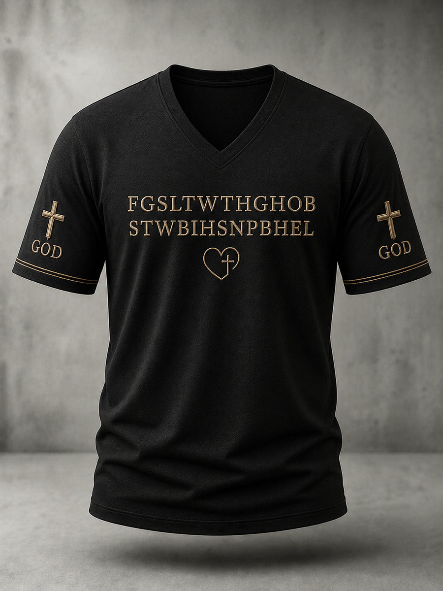Men's Christian Bible Verse  For God So Loved The World Short Sleeve V-neck T-shirt