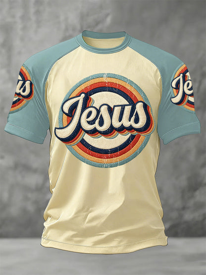 Men's Christian Jesus Print Casual Tee