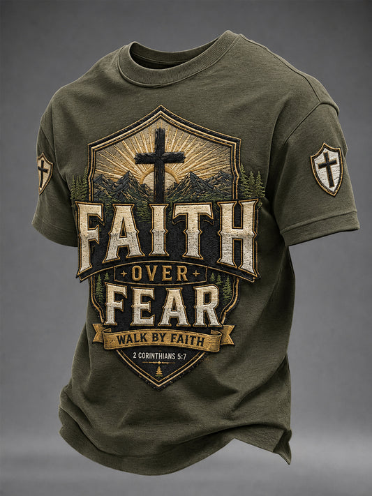 Men's Faith Over Fear Print Casual Tee