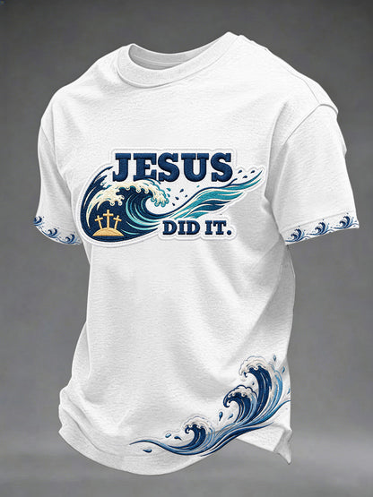 Men's Funny Christian God Print Casual Tee