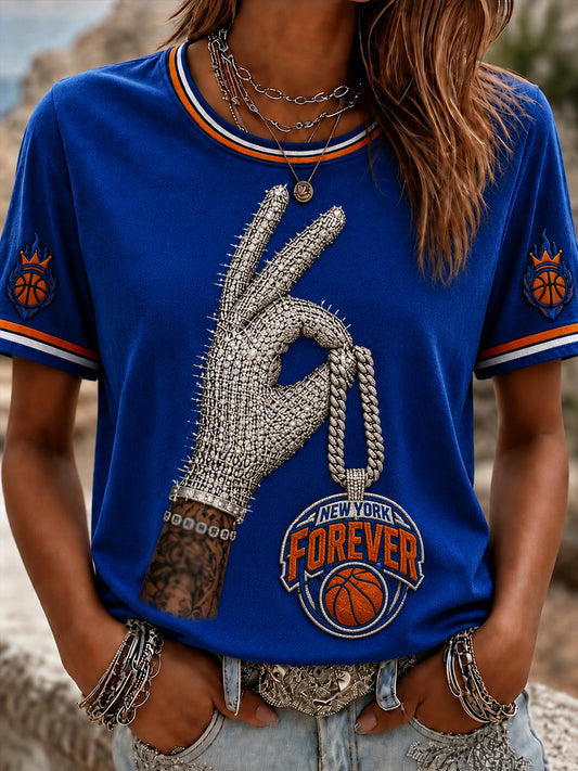 Women's Classic Basketball Fan Graphic Short Sleeve T-shirt