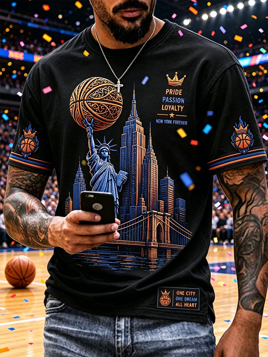 Men's Classic Basketball Fan Graphic Short Sleeve T-shirt