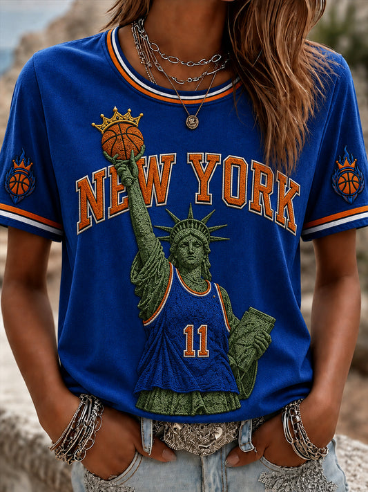 Women's Classic Basketball Fan Graphic Short Sleeve T-shirt