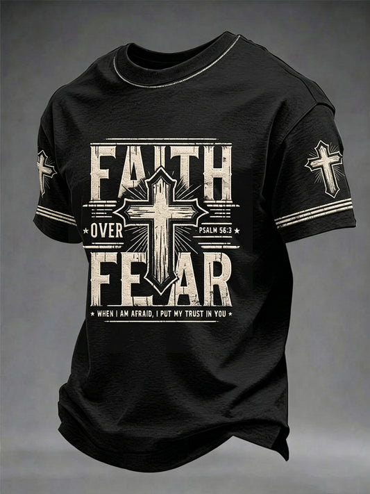 Men's Christian Faith Over Fear Cross Short Sleeve T-shirt