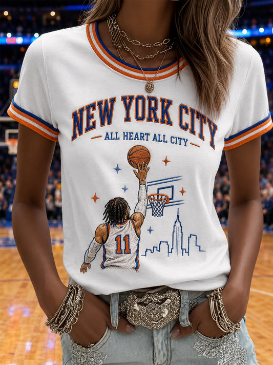 Women's Go New York! Gift For Basketball Fans Print Casual Tee