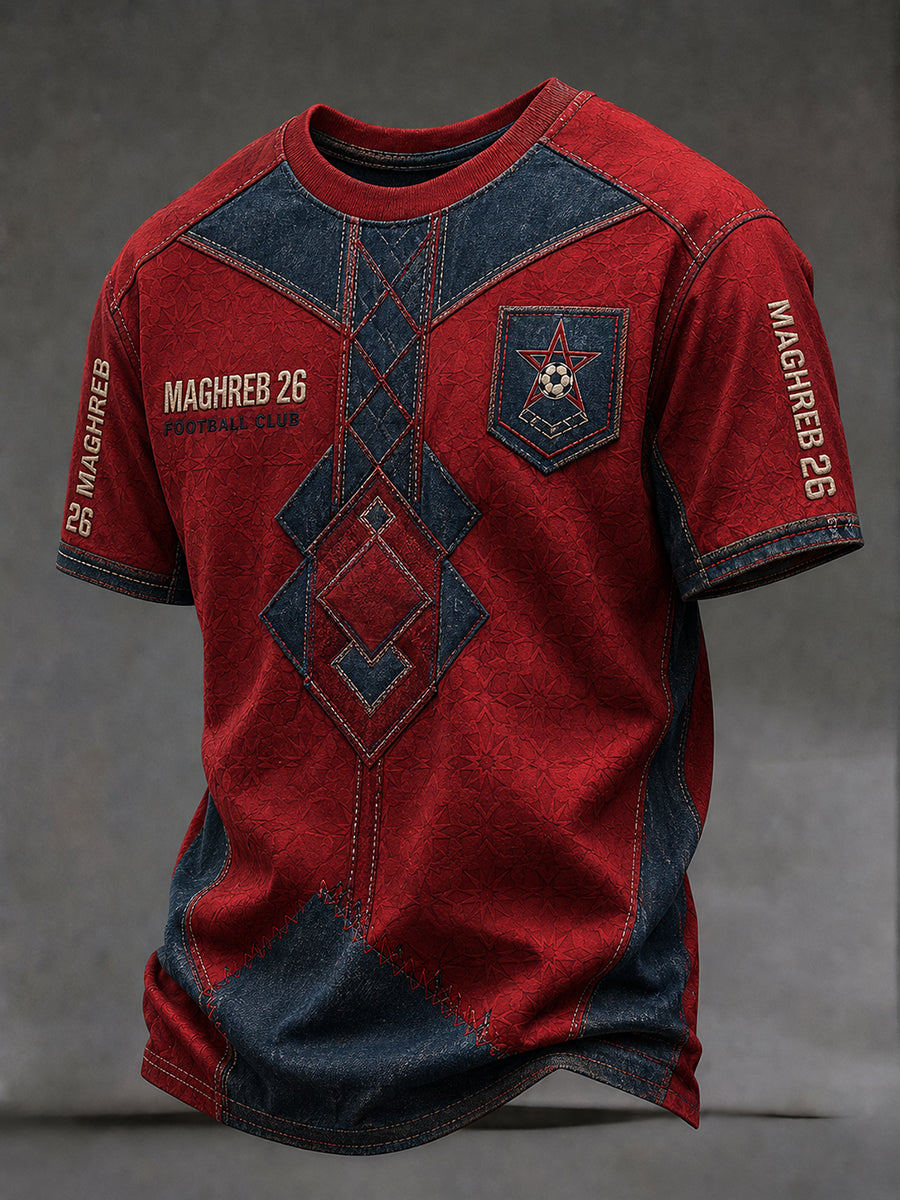 Retro Moroccan Football Fan Art Print Casual Jersey