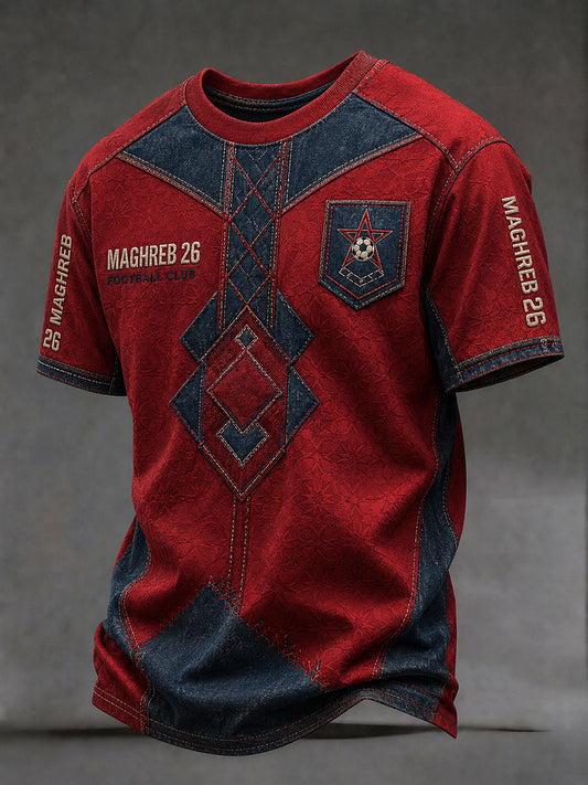Retro Moroccan Football Fan Art Print Casual Jersey