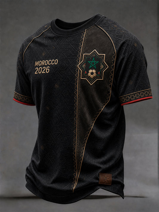 Retro Moroccan Football Fan Art Print Casual Jersey
