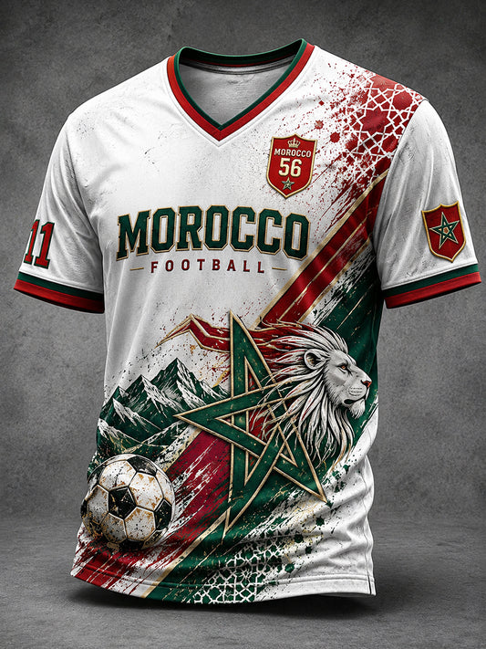 Retro Moroccan Football Fan Art Print Casual Jersey