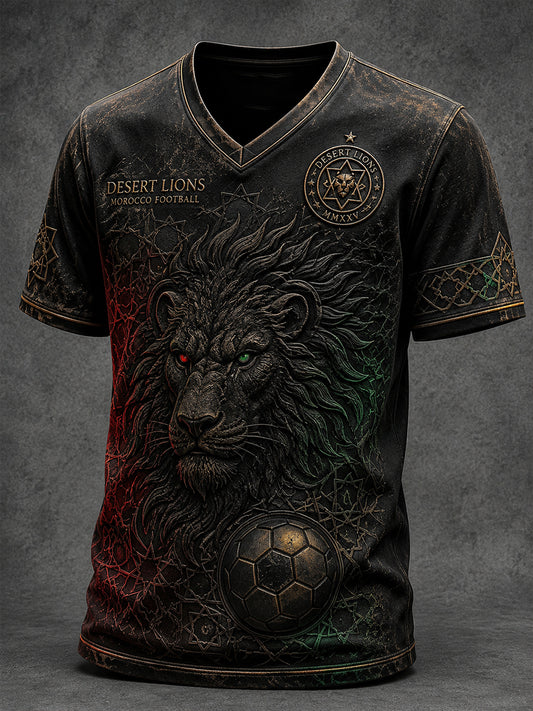 Retro Moroccan Football Fan Art Print Casual Jersey