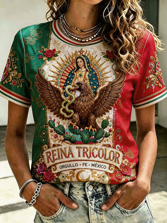 Women's Mexico Football Lover Art Printed T-shirt
