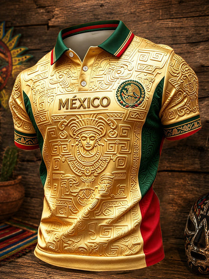 Men's Mexico Football Lover Art Printed Casual Tops