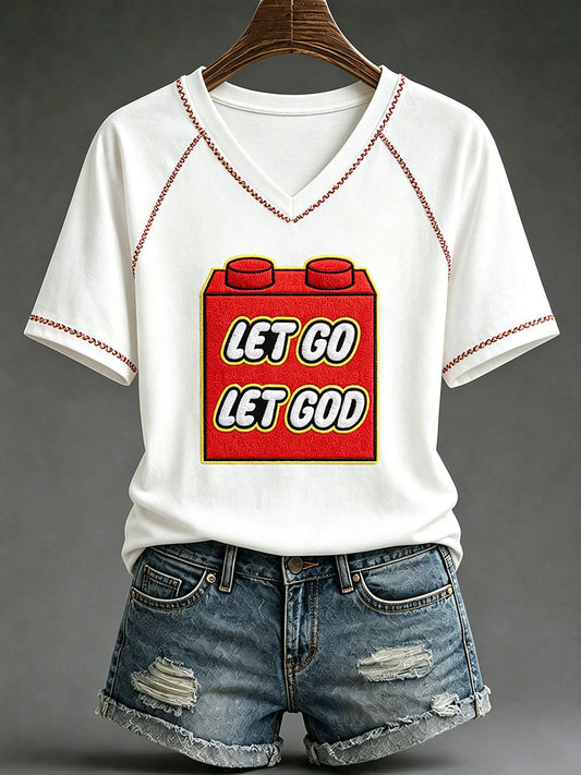 Women's Funny Christ Print Casual T-shirt