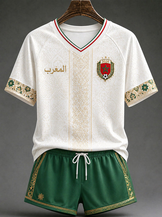 Women's 2026 Morocco Football V-Neck T-Shirts