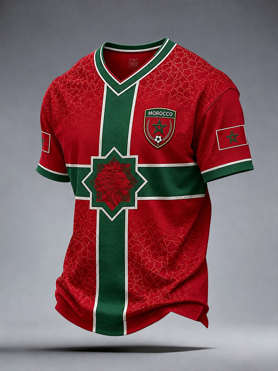 Retro Moroccan Football Fan Art Print Casual Jersey