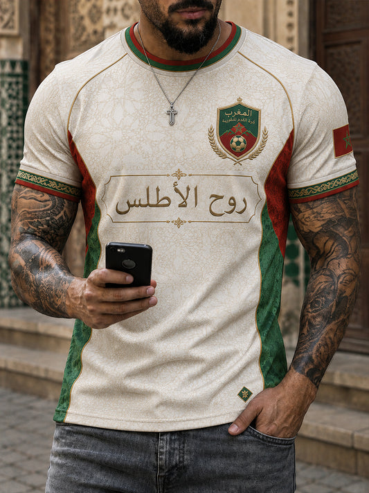 Retro Moroccan Football Fan Art Print Casual Jersey