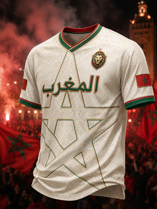 Retro Moroccan Football Fan Art Print Casual Jersey