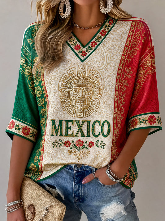 Mexican Art Football Enthusiast Art Print T-shirt