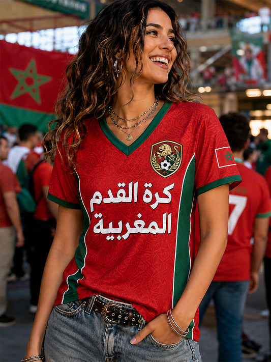 Retro Moroccan Football Fan Art Print Casual Jersey