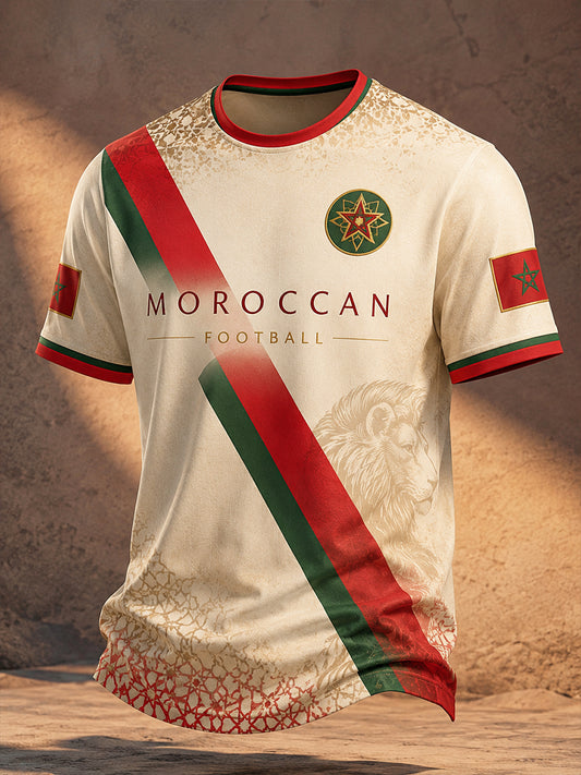 Retro Moroccan Football Fan Art Print Casual Jersey