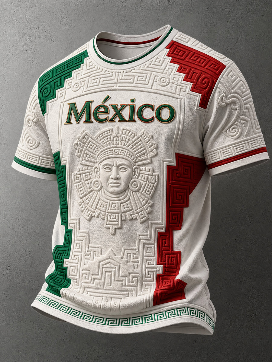 Mexican Art Football Enthusiast Printed Casual Short-Sleeve T-Shirt