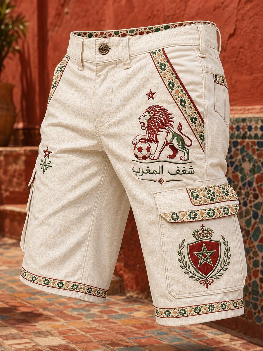 Retro Moroccan Football Fan Art Print Casual Pants