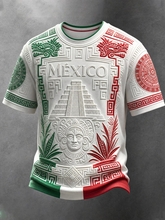 Mexican Art Football Enthusiast Printed Casual Short-Sleeve T-Shirt