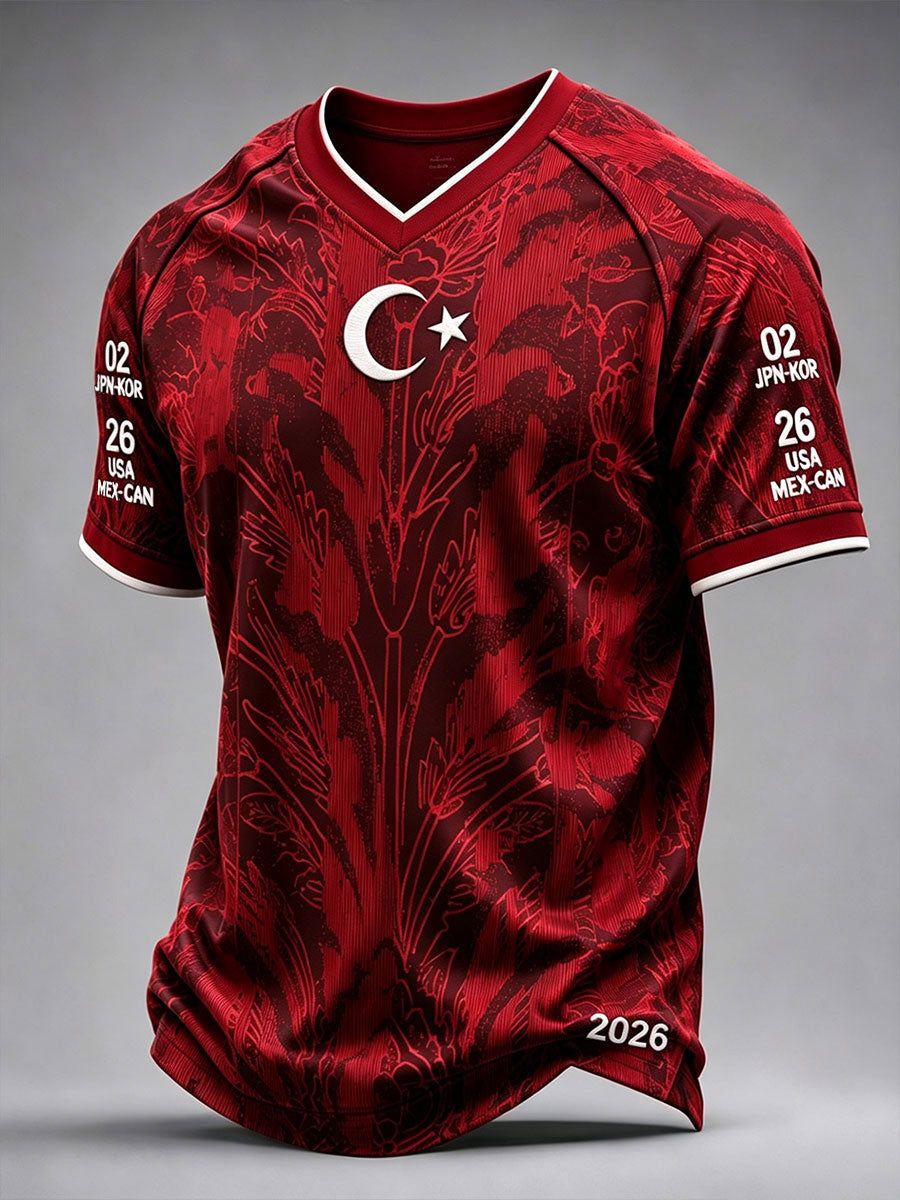 Men's Turkish Football V-Neck T-Shirts