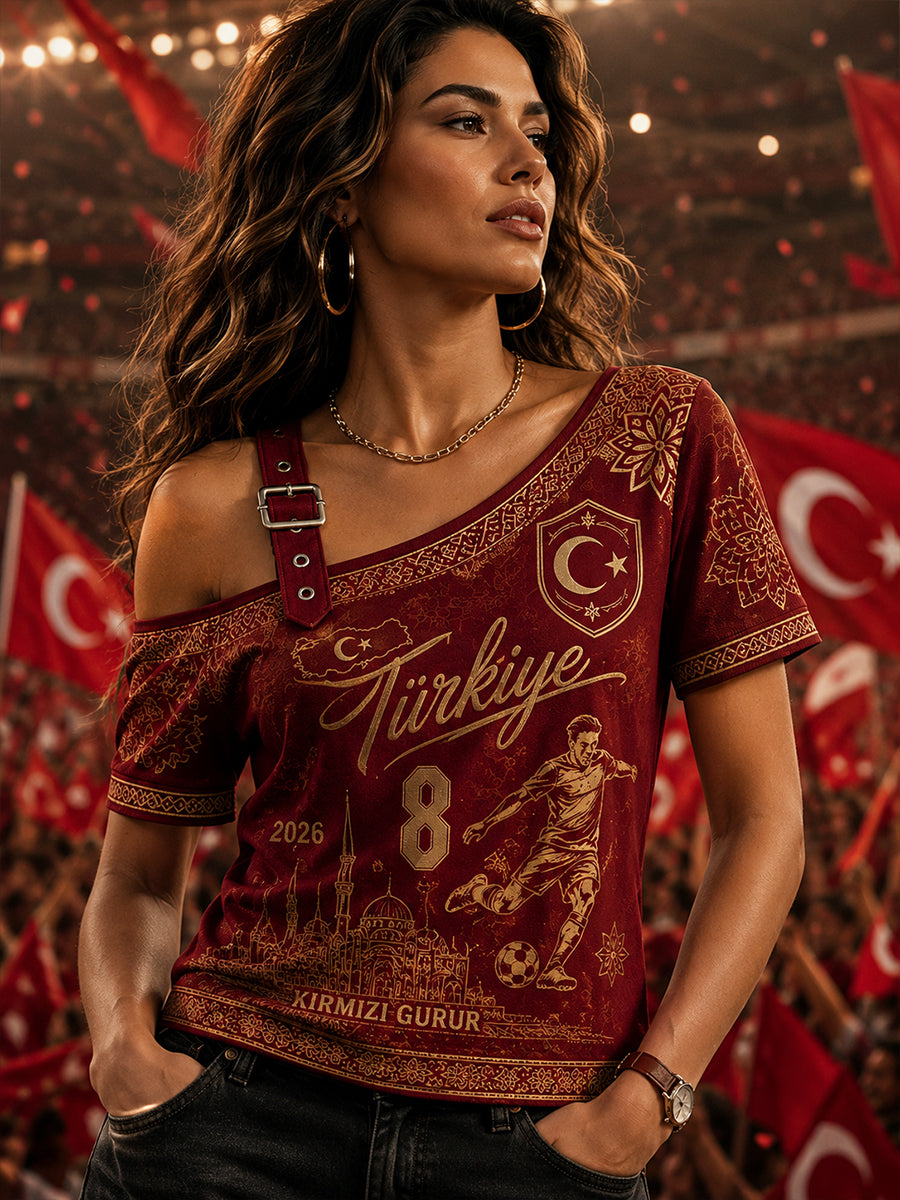Women's Football-Themed Print Short-Sleeve Camisole Top
