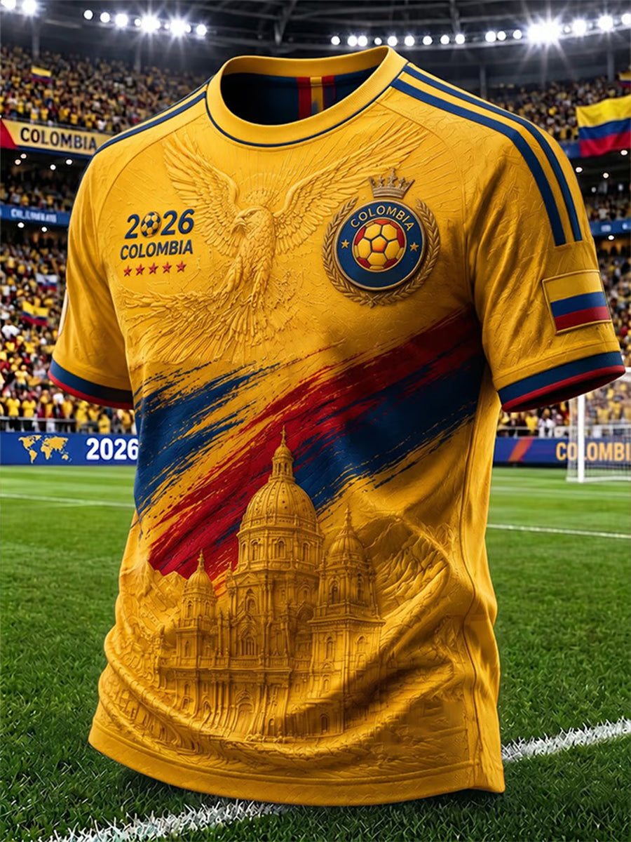 Men's 2026 Colombia Football Print Casual T-Shirt