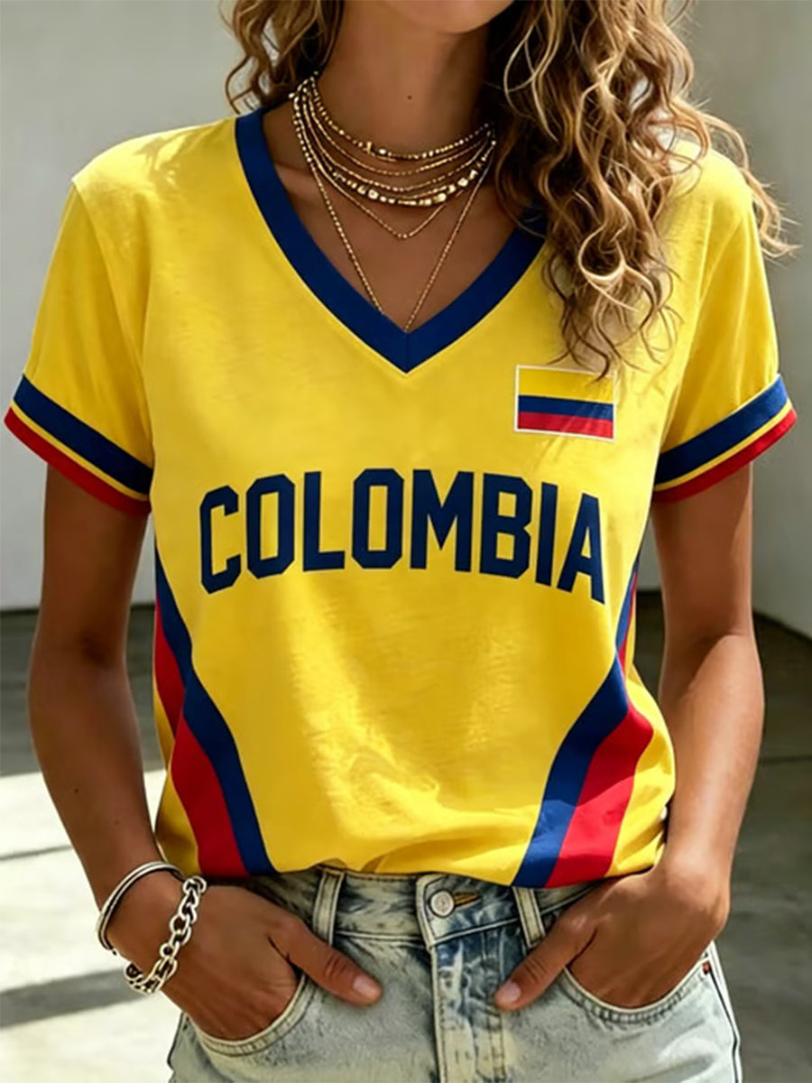 Women's 2026 Colombia Football Print Casual T-Shirt