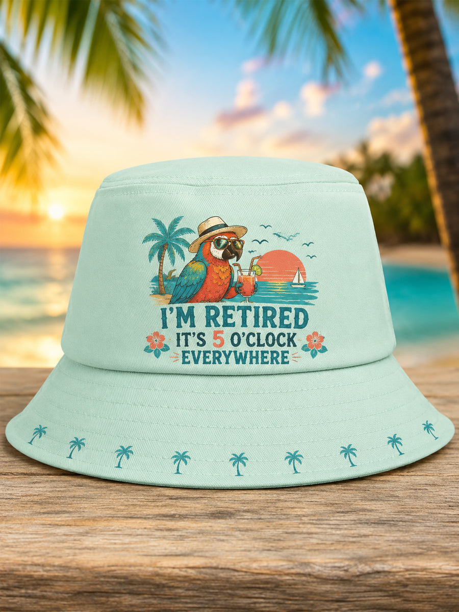 Unisex I'm Retired It's 5 O'clock Everywhere Parrot Print Casual Hat