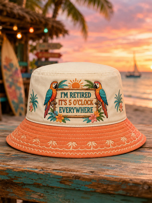 Unisex I'm Retired It's 5 O'clock Everywhere Parrot Print Casual Hat