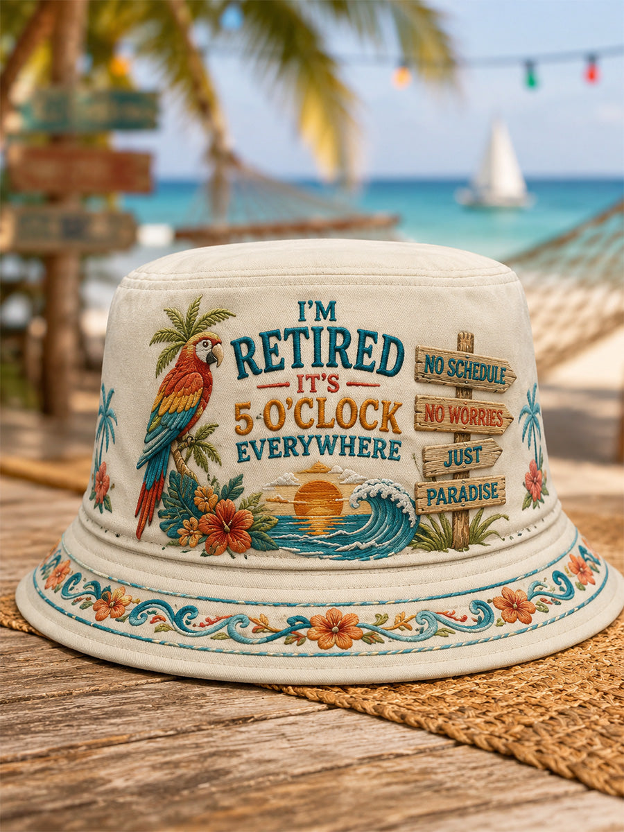 Unisex I'm Retired It's 5 O'clock Everywhere Parrot Print Casual Hat