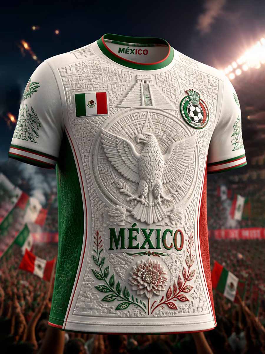 Men's Retro Mexican Football Print Casual T-Shirt